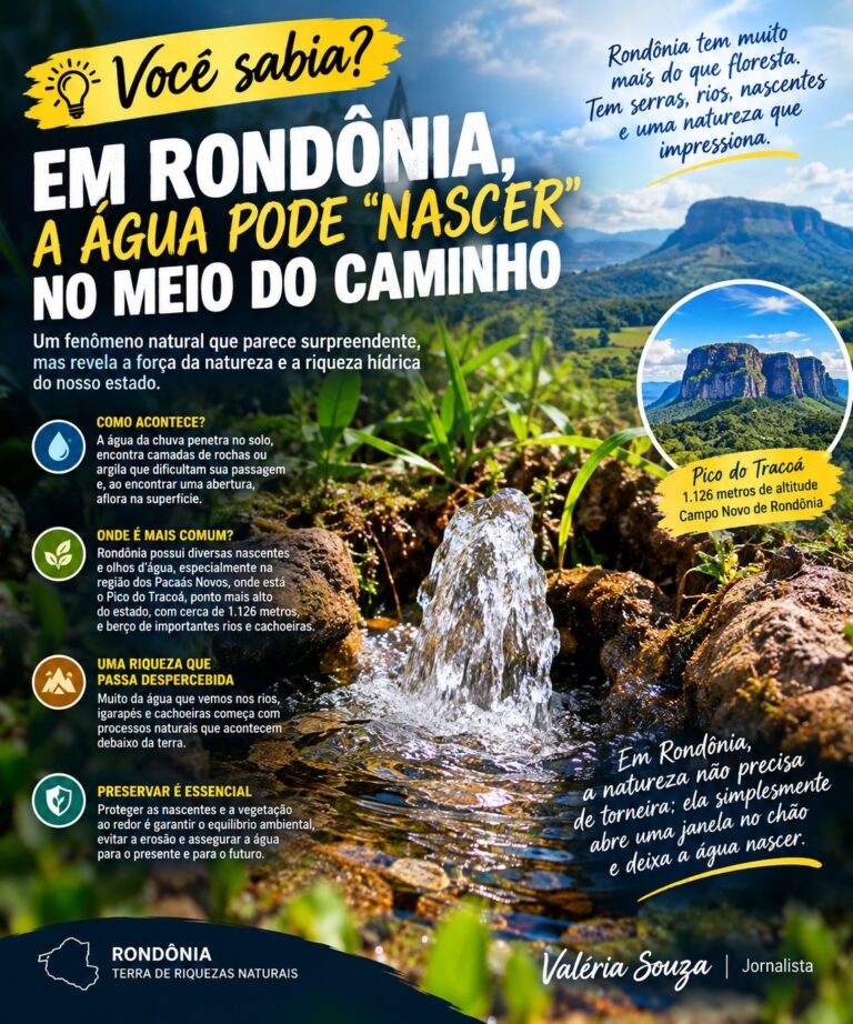 💧 VOCÊ SABIA? EM RONDÔNIA, A ÁGUA PODE “NASCER” NO MEIO DO CAMINHO