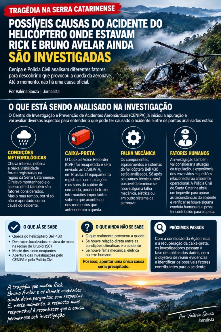 POSSÍVEIS CAUSAS DO ACIDENTE QUE MATOU RICK E BRUNO AVELAR AINDA SÃO INVESTIGADAS